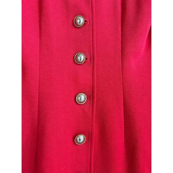 All that Jazz Vintage Red Holiday Mini Dress Gold Buttons - Size Medium - Picture 7 of 10
